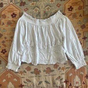 Topshop White Off the Shoulder Boho Lace Top size US 4